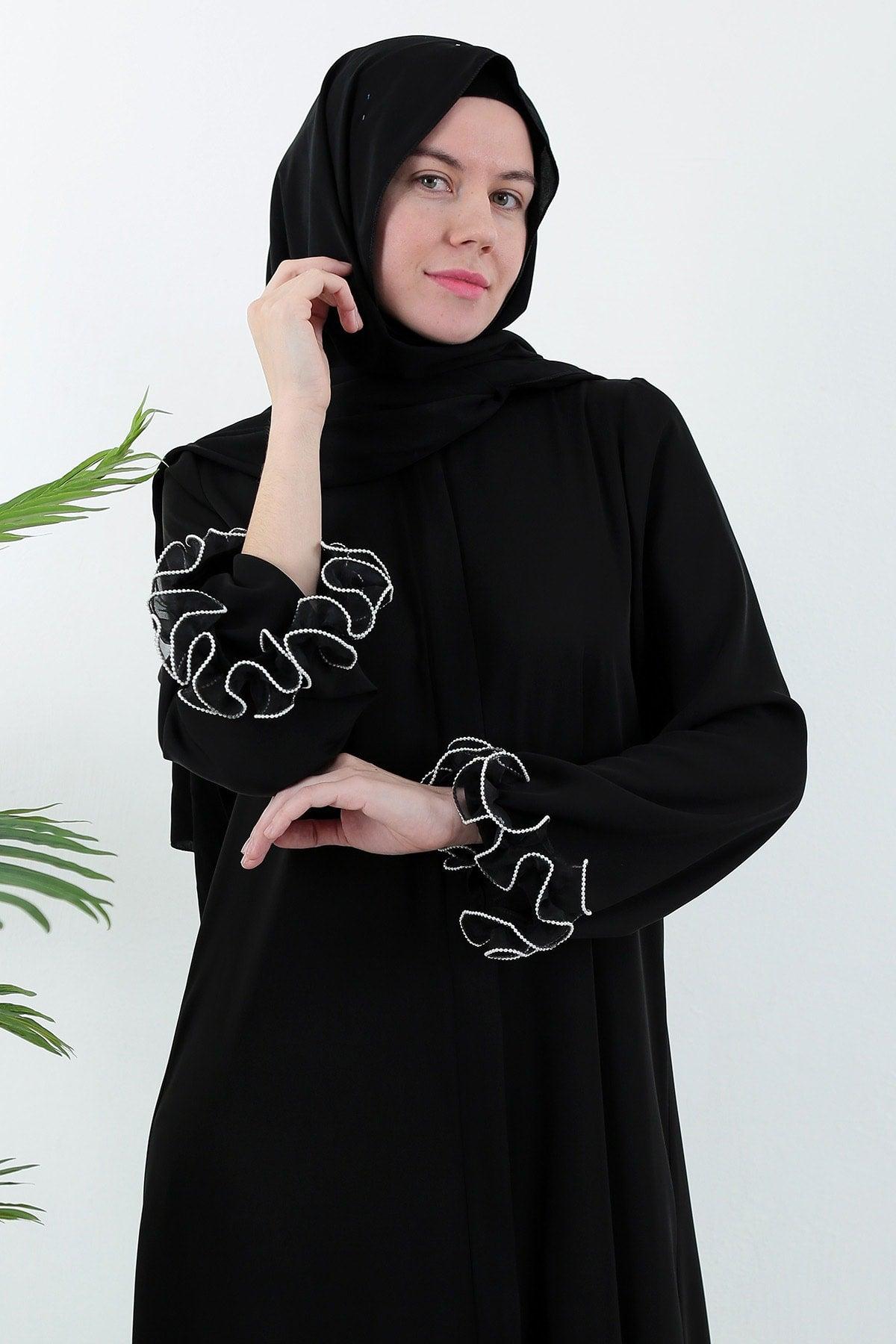 Zippered Sleeve Detailed Abaya Hijab - Swordslife