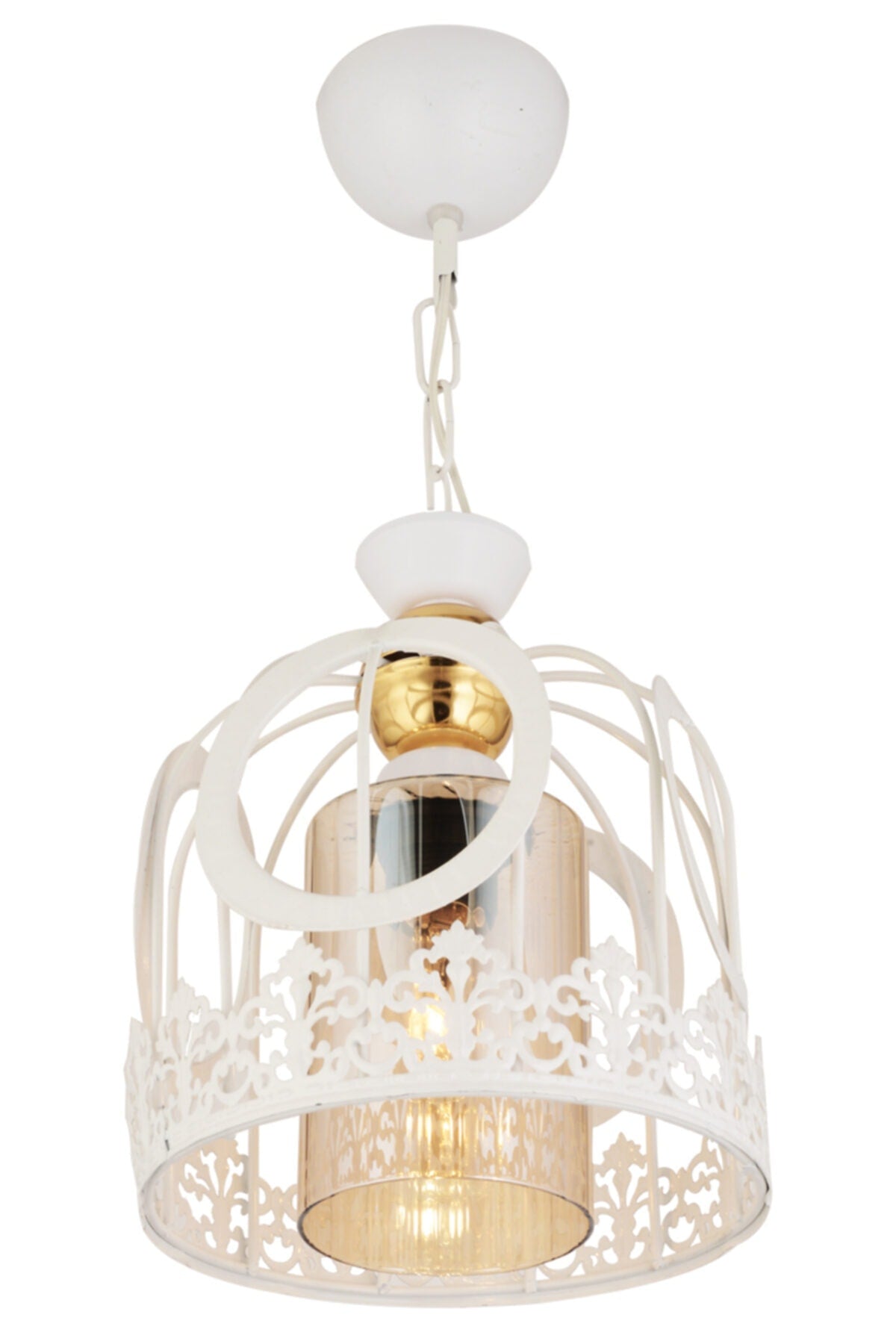 Single Lace White Modern Downward Facing Chandelier