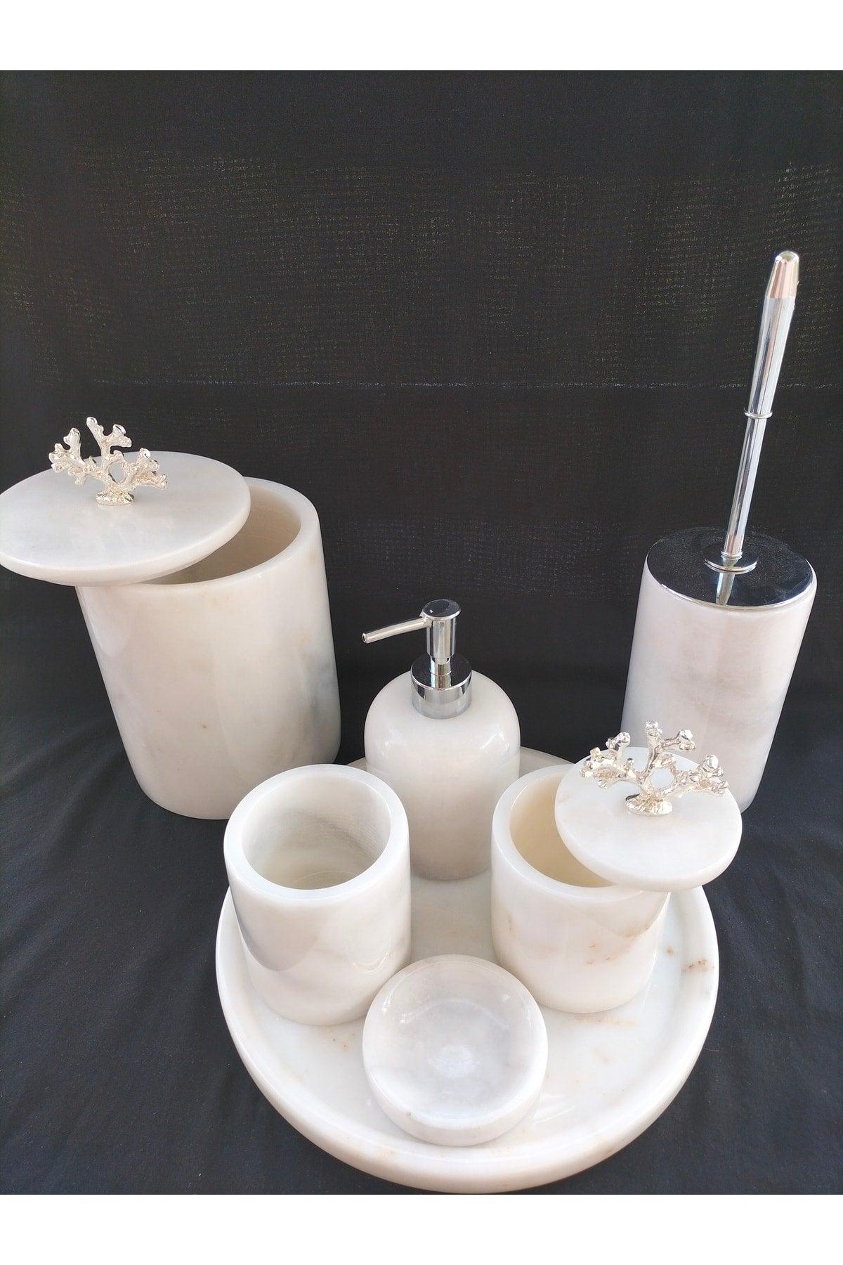 White Marble Bathroom Set 7 Pcs - Swordslife