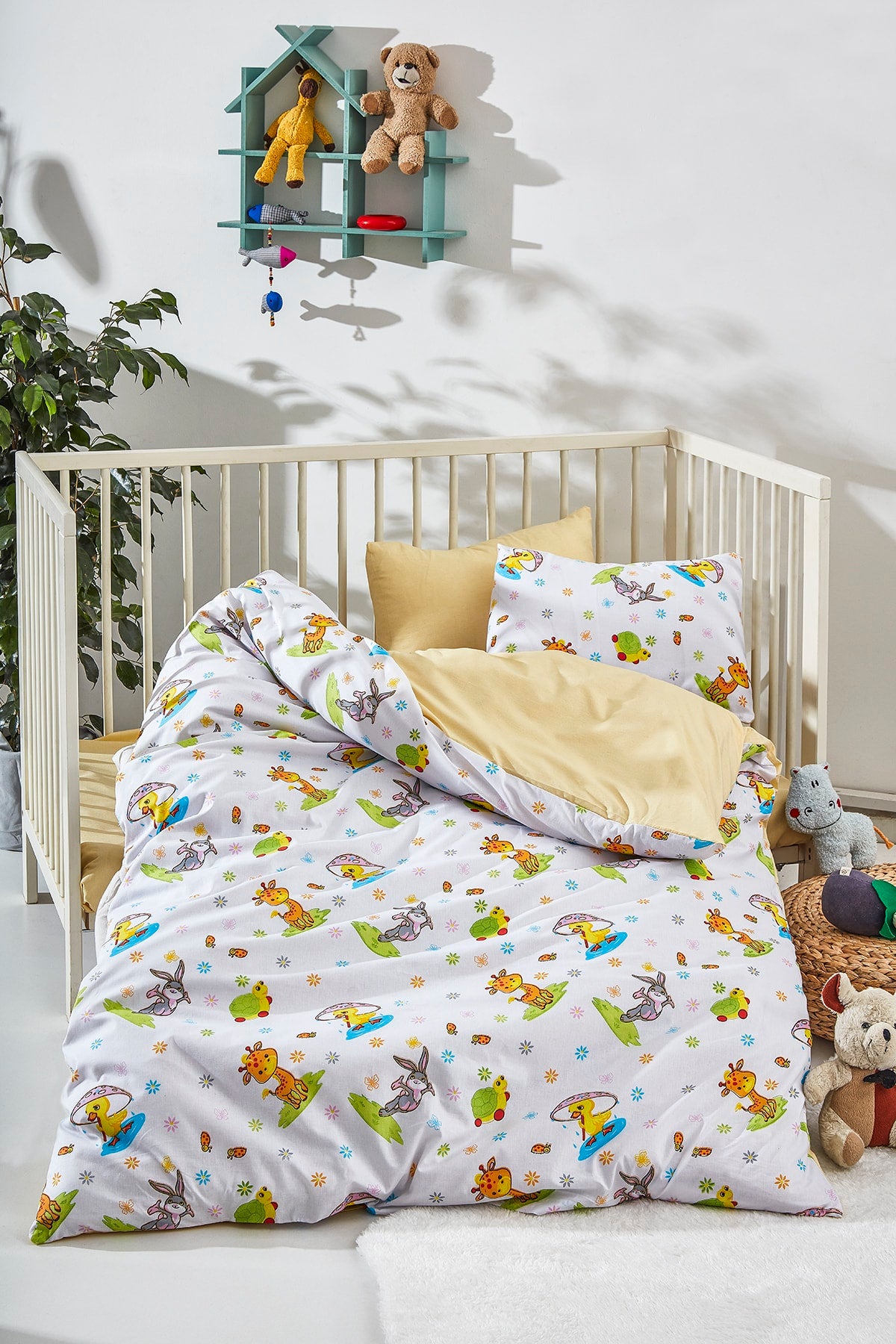 Rabbit Patterned Digital Print Baby Duvet Cover Set