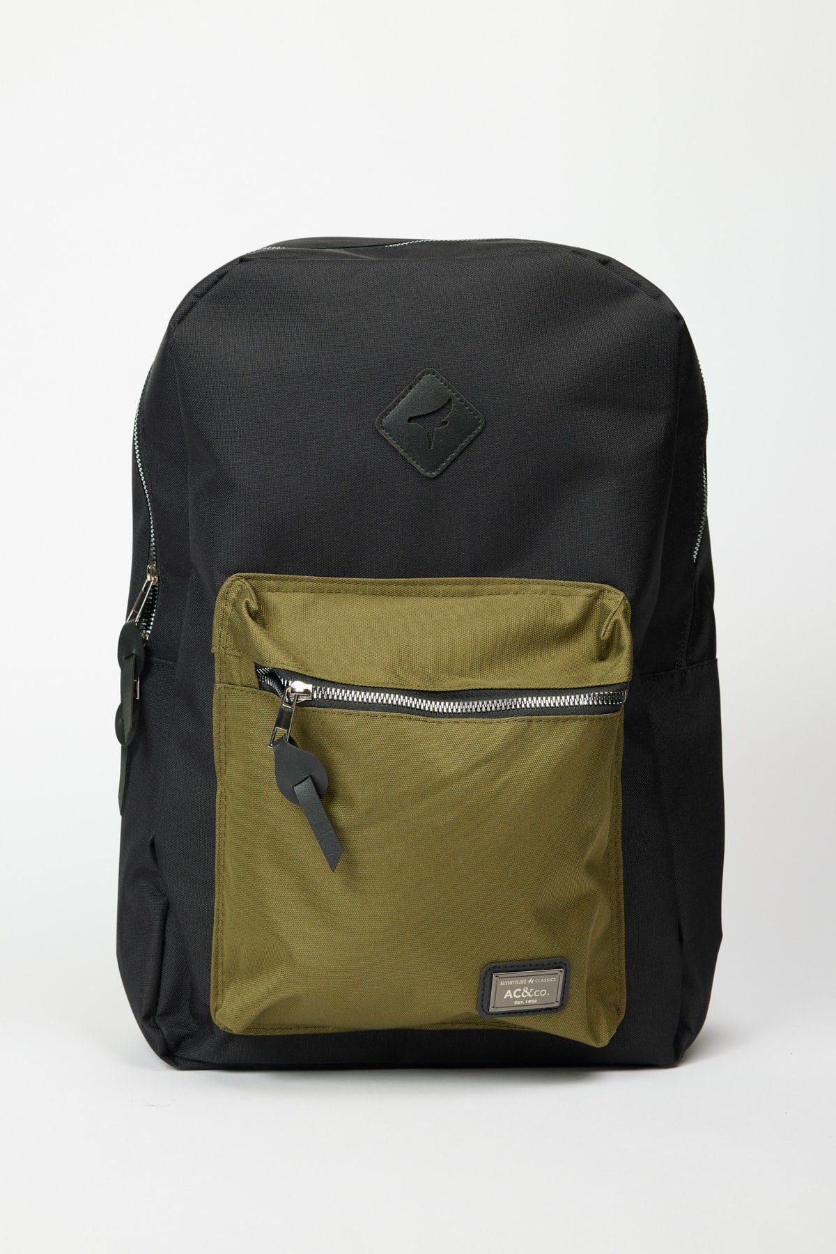 Men's Black-Khaki Logo School-Backpack