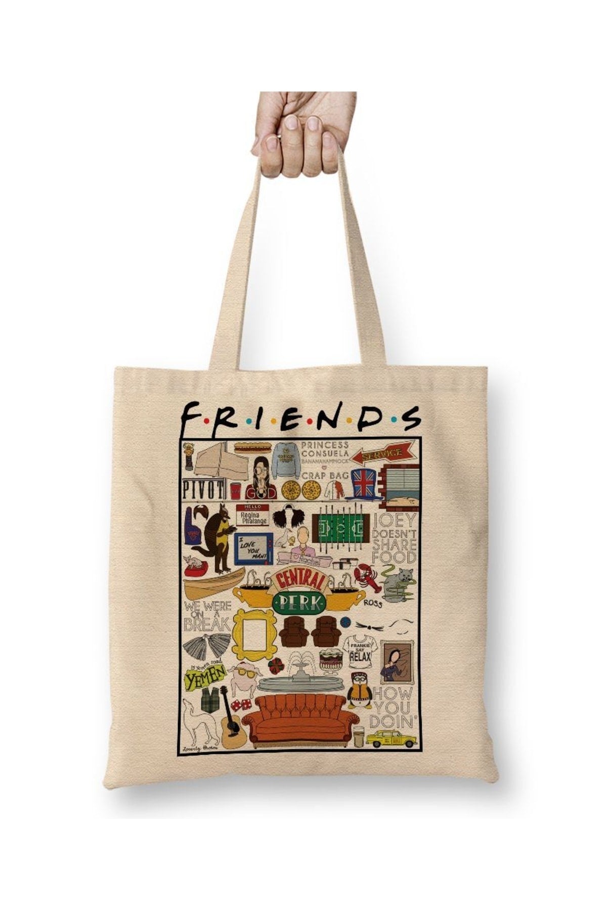 Friends Collage Tote Bag Long Handle