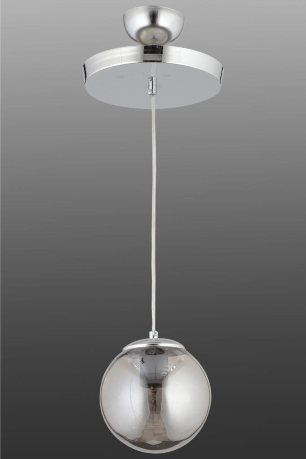 Pendant Lamp Single Smoked Glop Glass Chandelier with Silver Tray