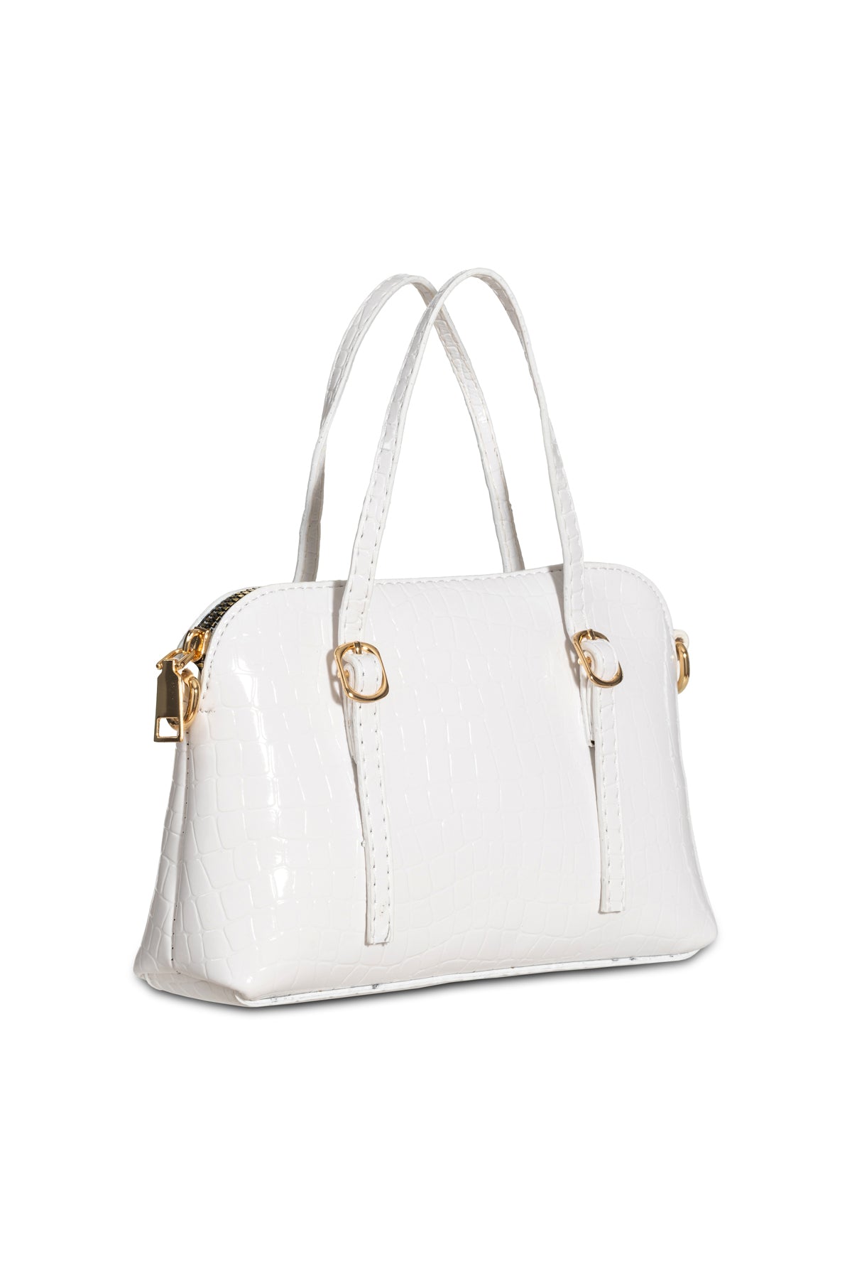 Women's Leather Look Double Handle Bag