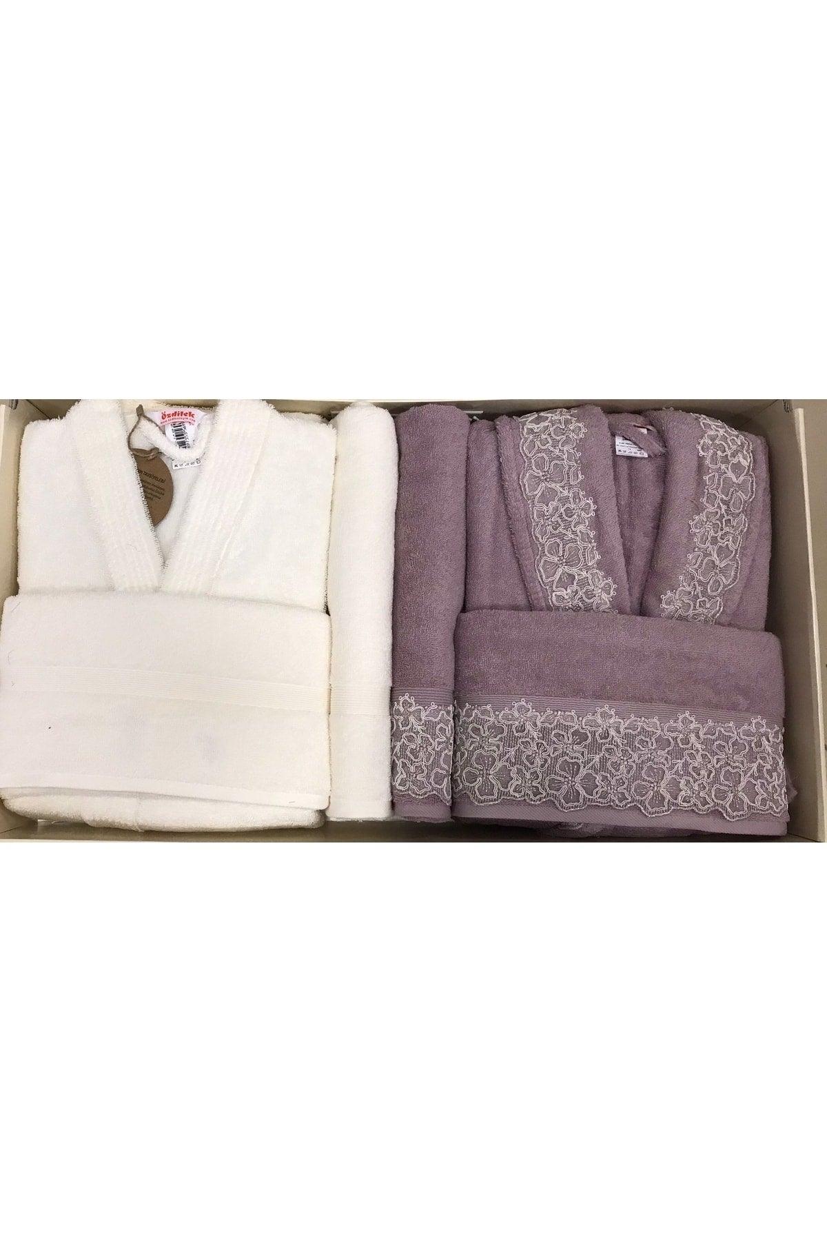 Begonvil Family Bathrobe Set Cream - Plum - Swordslife