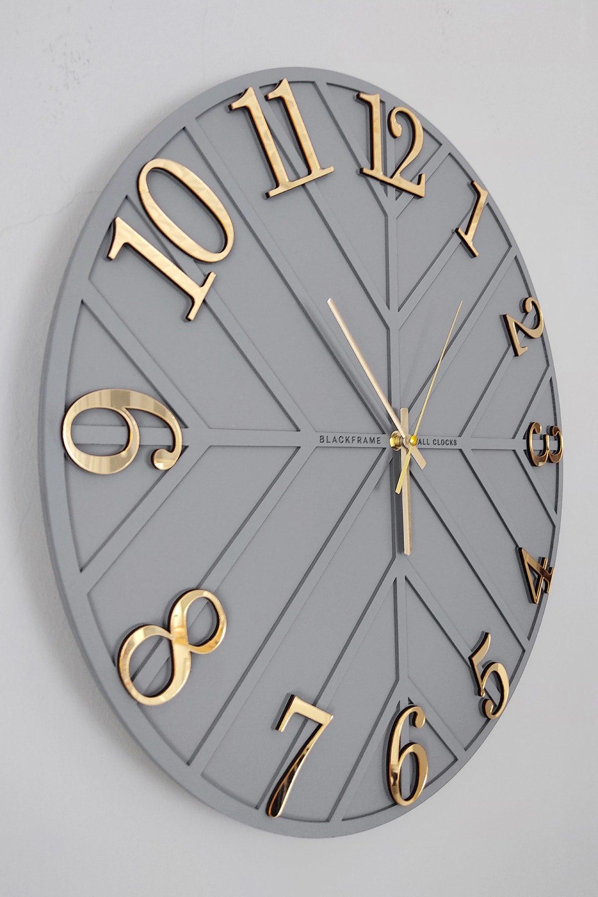 Diagonal Lines - Gray & Gold - 50cm Wall Clock - Swordslife