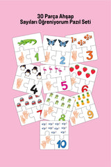 Wooden 30 Pieces Learning Numbers Pazil Set