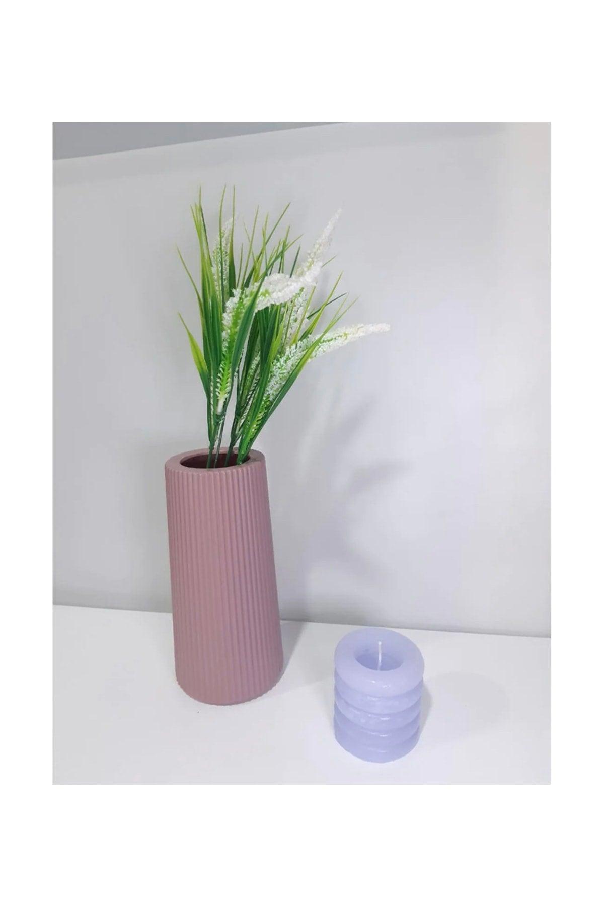 Pink Line Pattern Plastic Unbreakable Decorative Vase - Swordslife