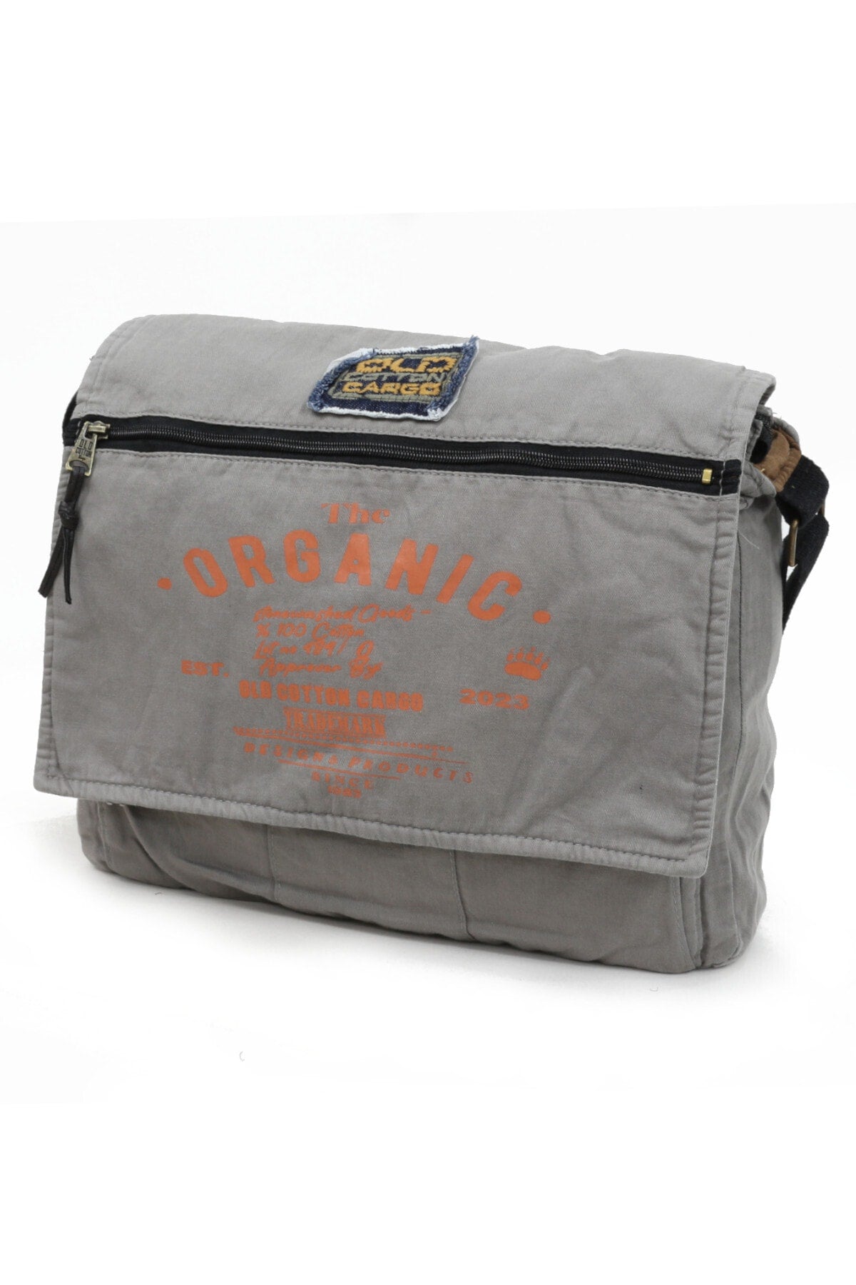 Old Cotton Gray Loose Canvas Shoulder Messenger Laptop School Travel Daily Vintage Cotton Fabric Bag