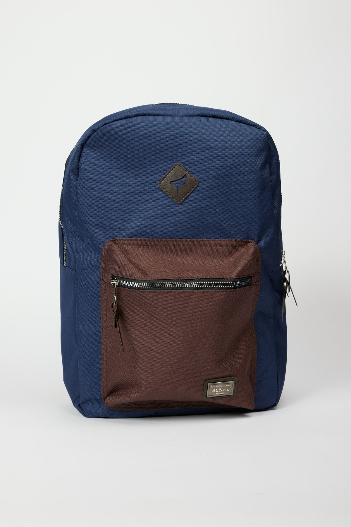 Men's Navy-Brown Logo School-Backpack