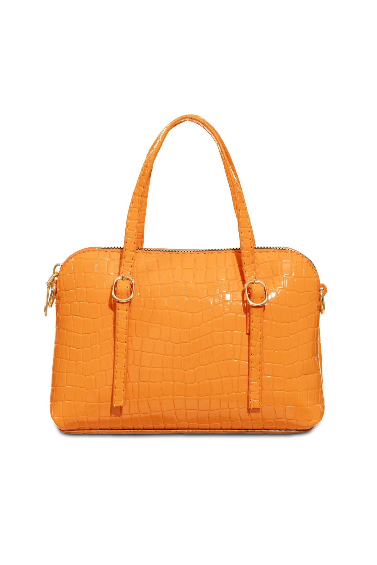 Women's Leather Look Double Handle Bag