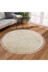 Dinarsu Fringed Single Round Post Plush Bath Mat Gel Non-Slip Base Mink 100 Cm - Swordslife