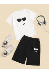Glasses Printed Girls / Boys Shorts Set
