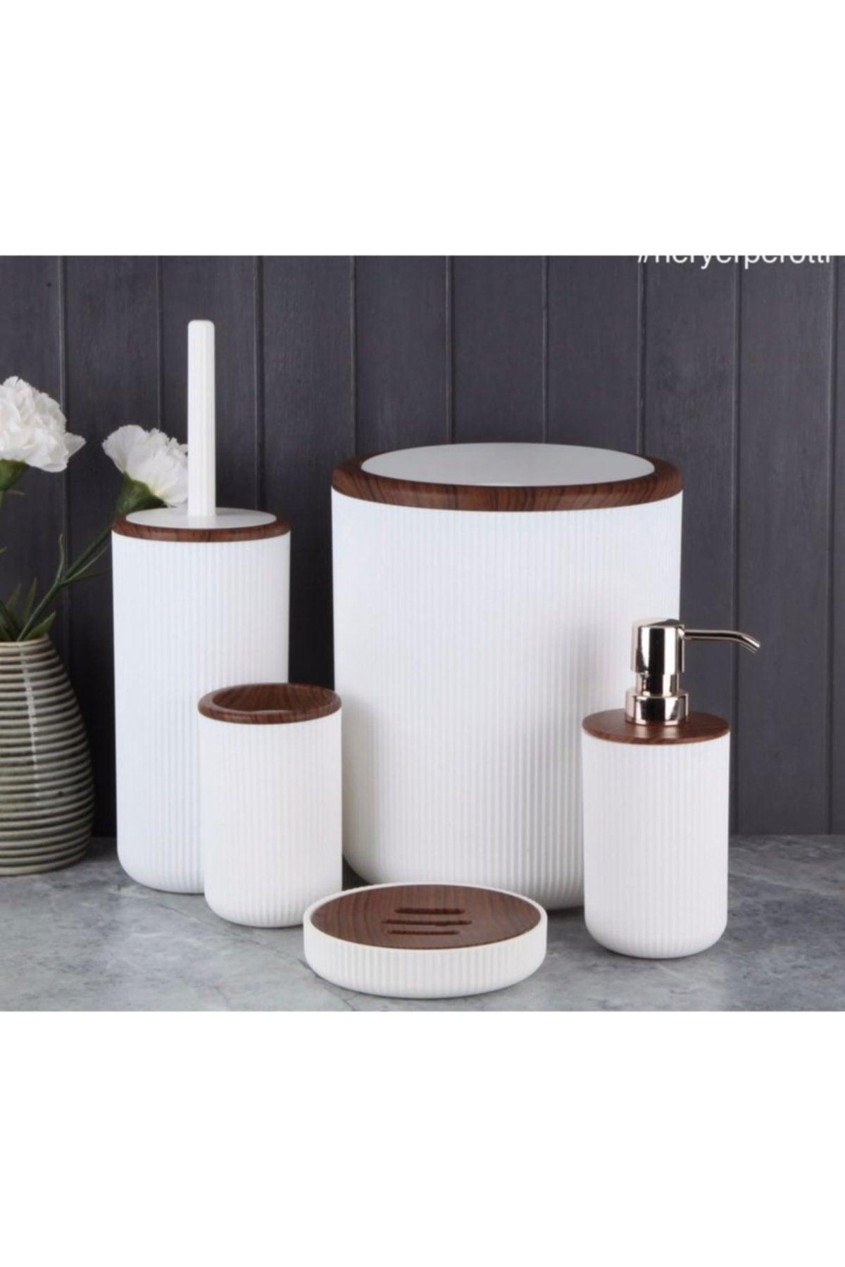 Wooden Patterned Bathroom Set of 5 - Swordslife