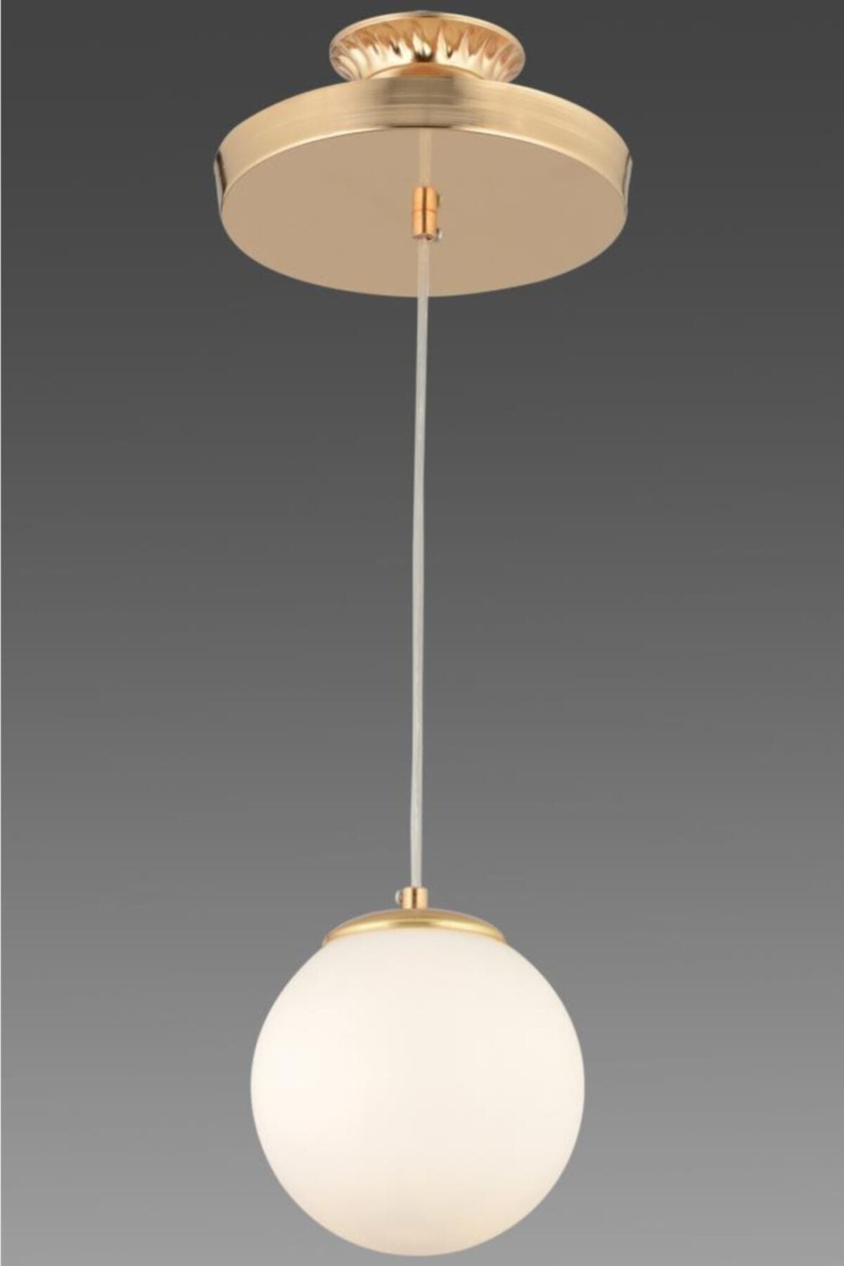 Pendant Lamp Single Gold White Globe Glass Chandelier