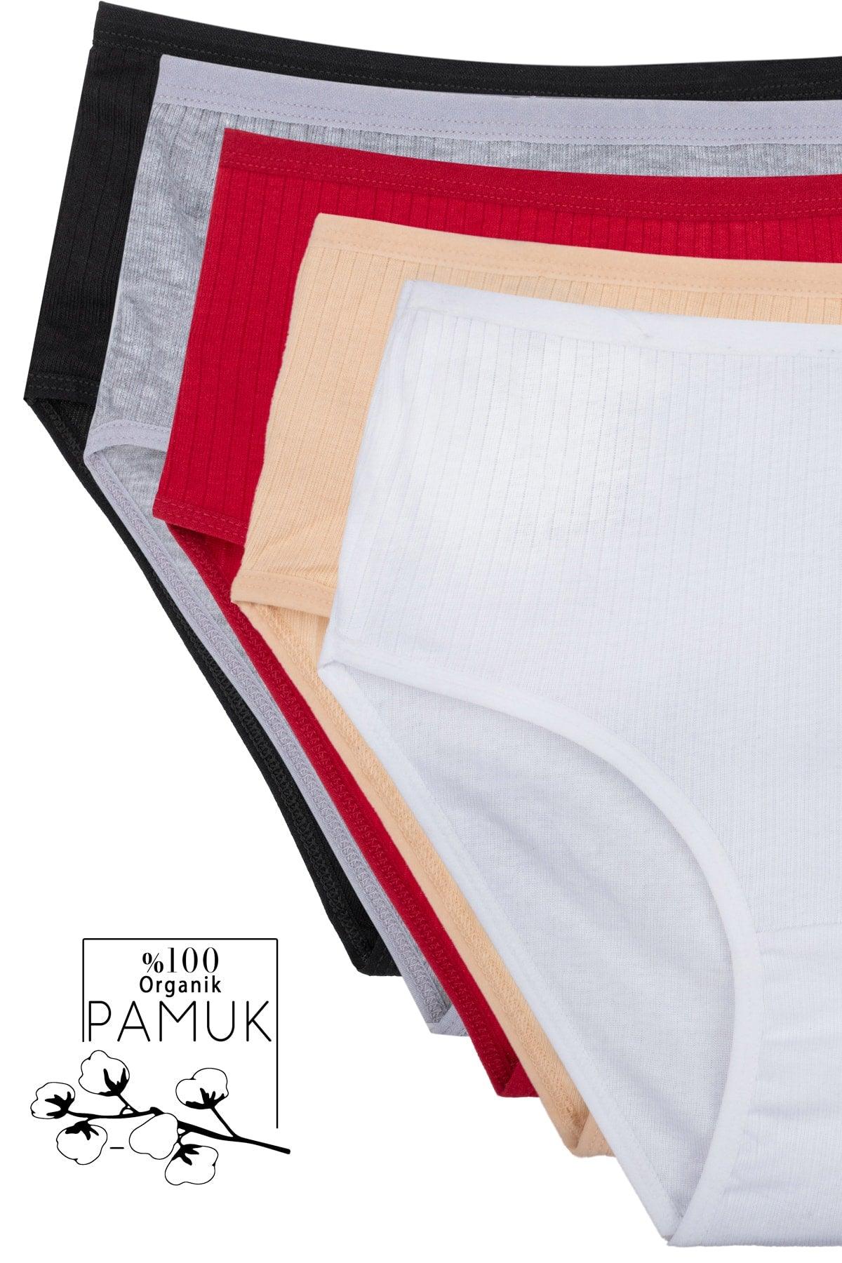 5-pack Mixed Women's High Waist Corduroy Panties Black, White, Skin, Grey, Claret Red Bt2-a1 - Swordslife
