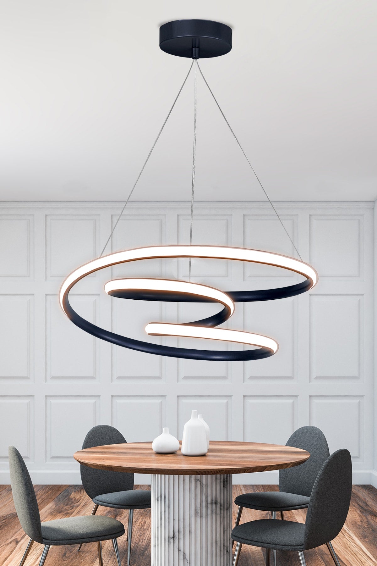 Modern Pendant Lamp Galaxy Black Case Daylight LED Chandelier