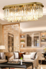 Nilüfer Rectangular Tumbled Crystal Stone Modern Design Dining Table Top Crystal Living Room Chandelier