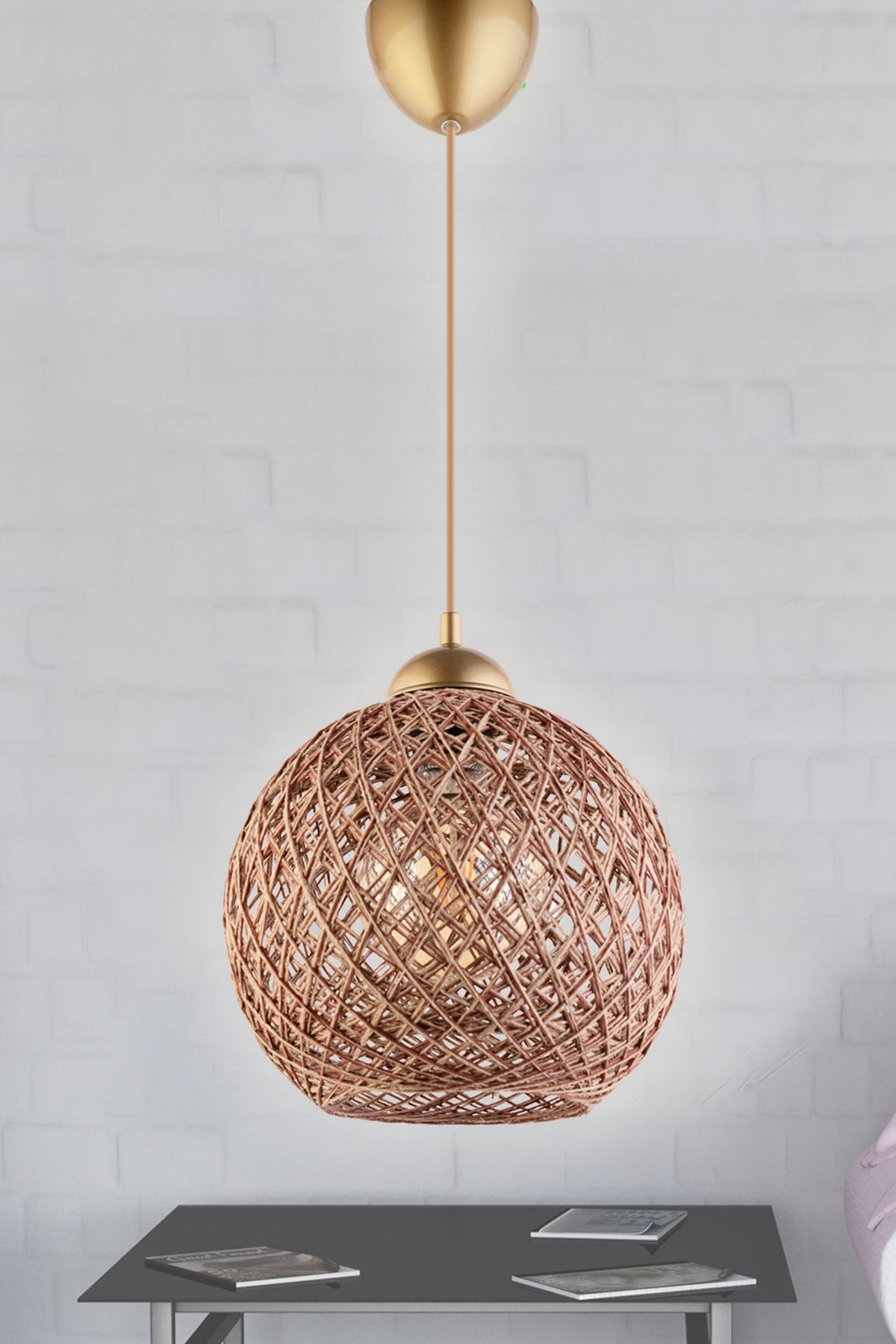 Mudulight Balle Single Pendant Lamp Jute Brown Hsra-44
