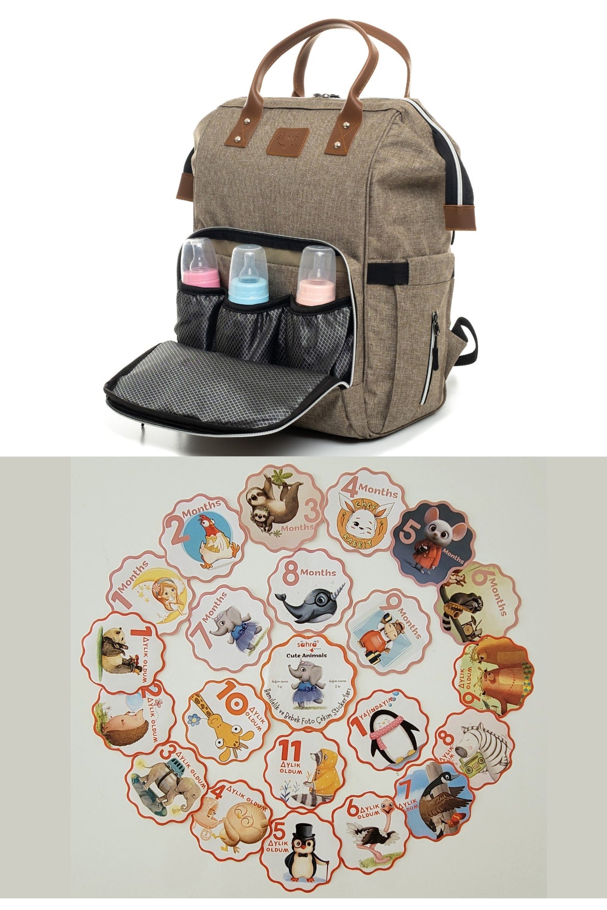Luxury Waterproof Stainproof Baby Care Backpack And Pregnancy And Baby Photo Shoot Sticker Set