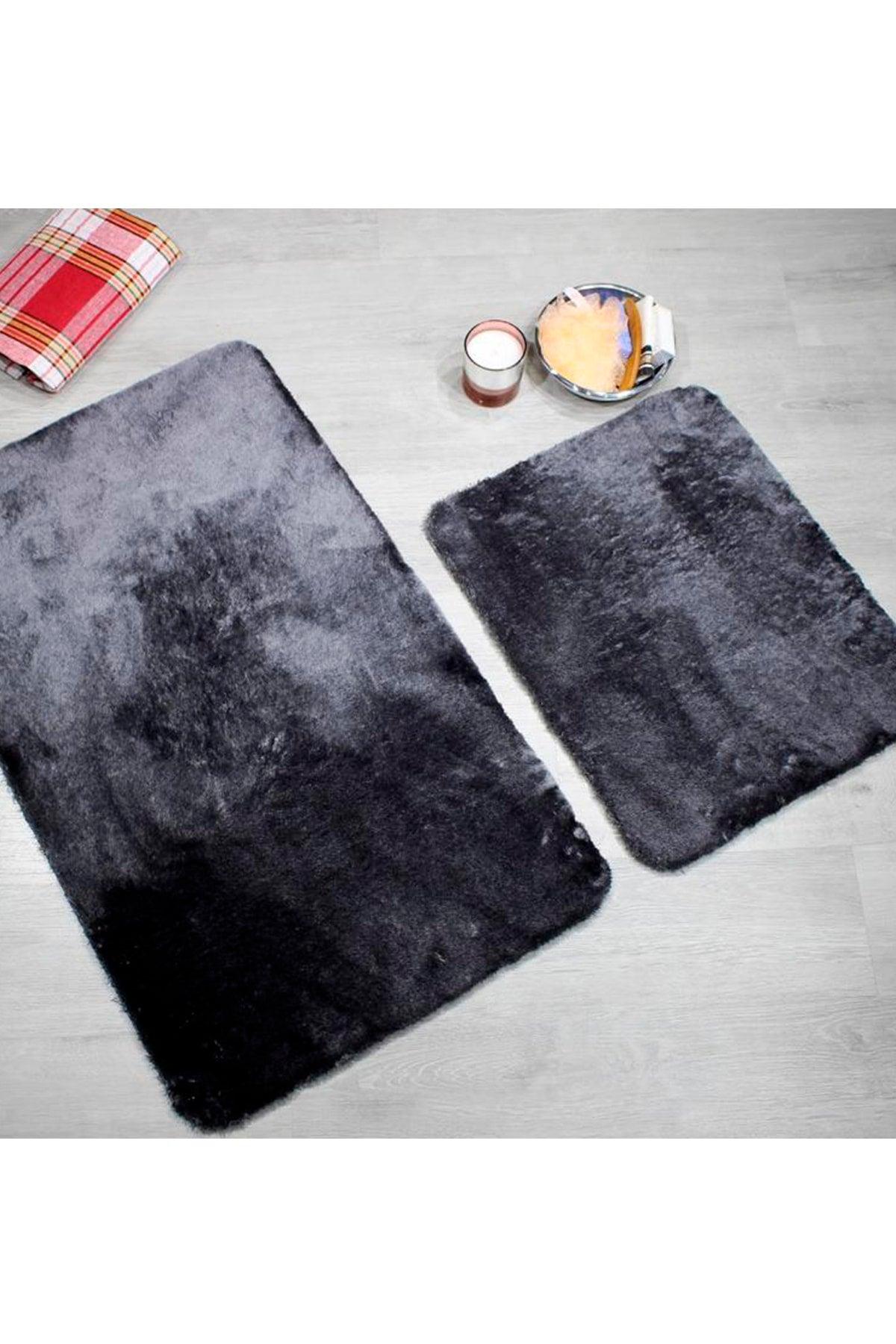 Dowery Puffy 2 Pcs Plush Mat Set Smoked - Swordslife