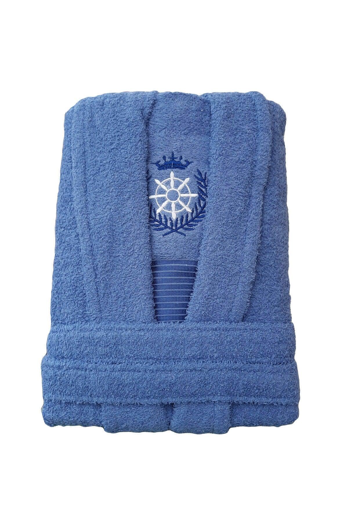 Unisex Navy Blue Towel Bath Robe - Swordslife