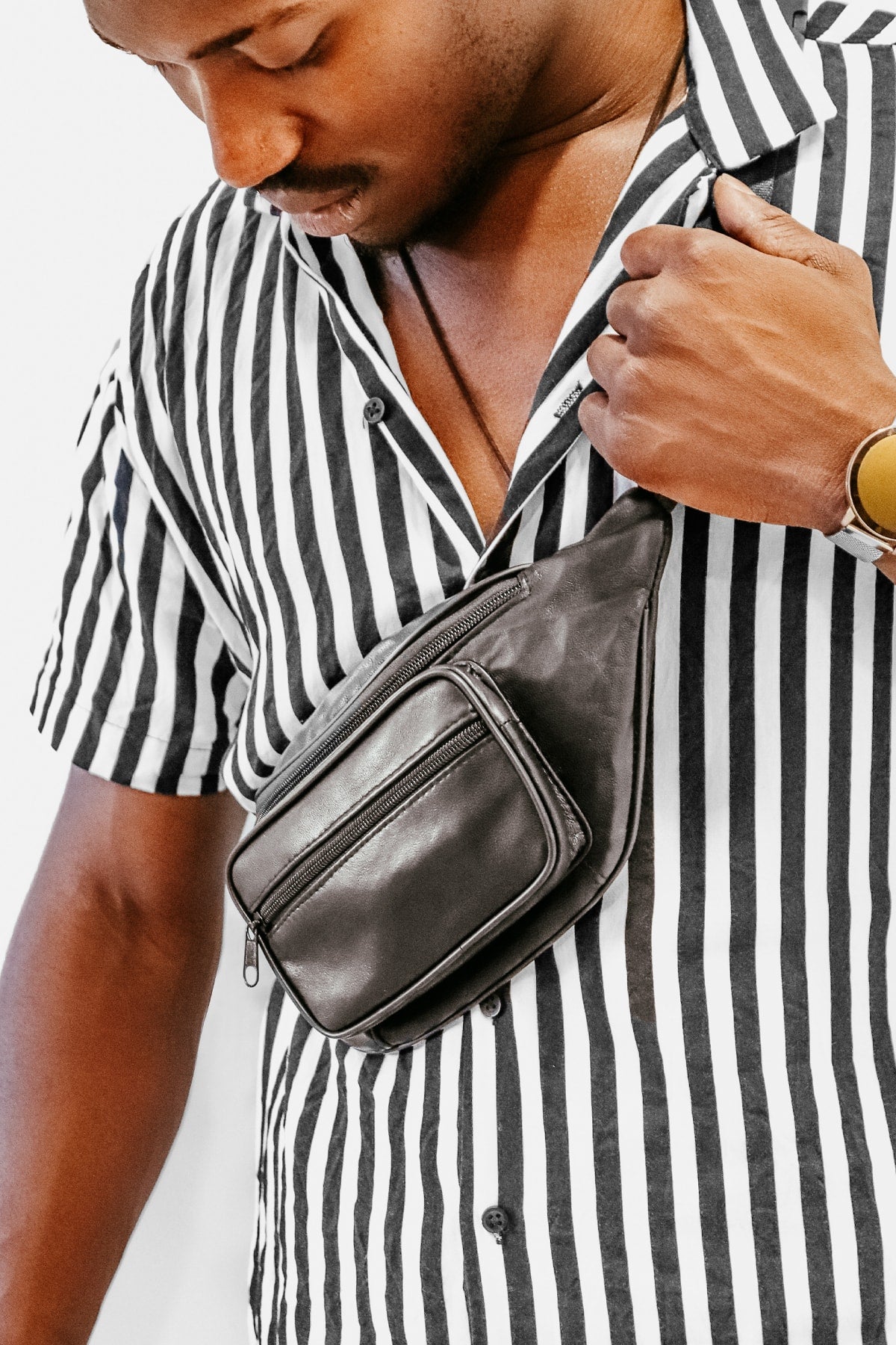 Genuine Leather Black Freebag - Waist Bag & Crossbody