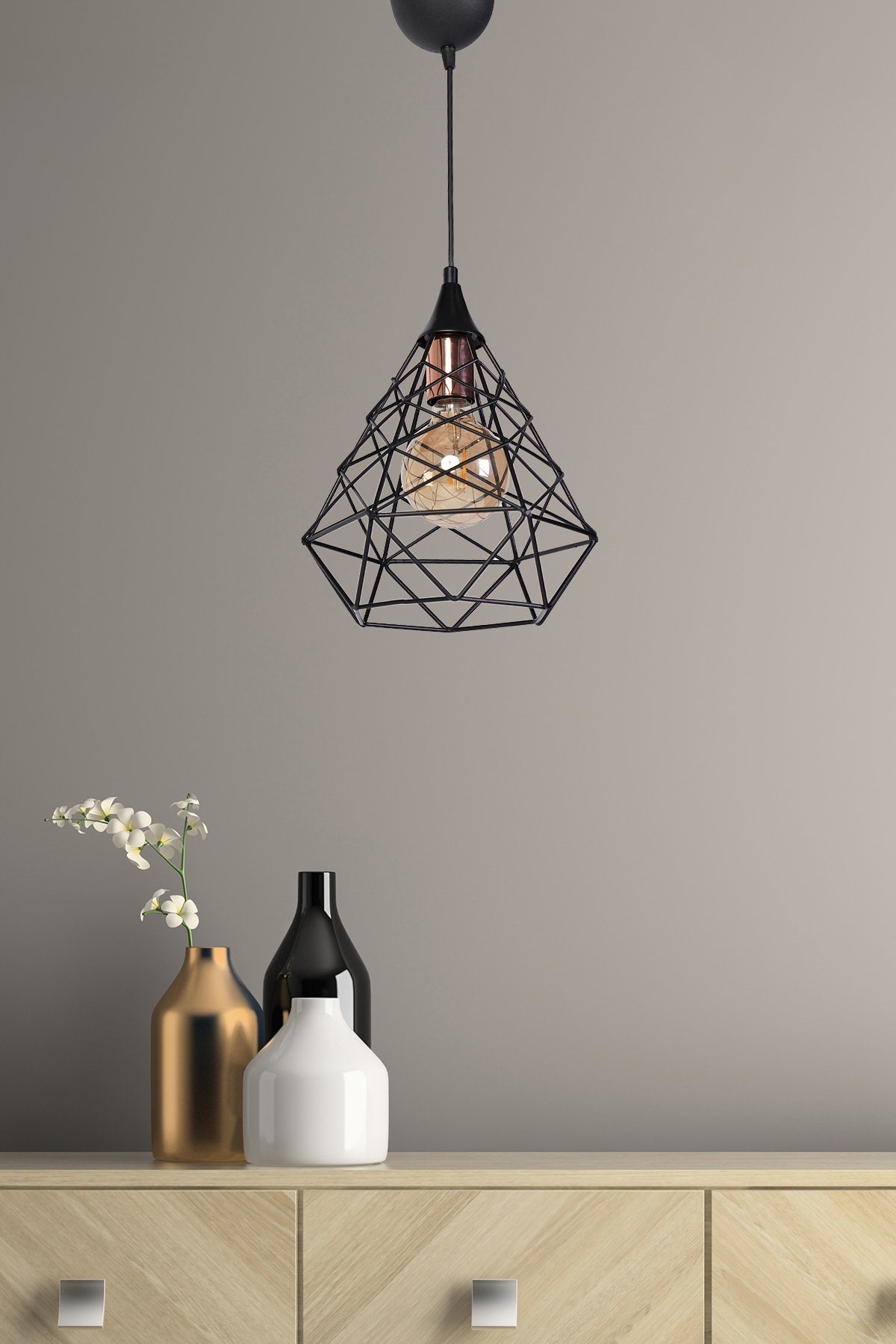 Croix Raye Black Pendant Lamp Small Chandelier Mtla-46