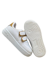 Unisex Girls Boys Hook and Loop Sneakers Sneaker - White Gold