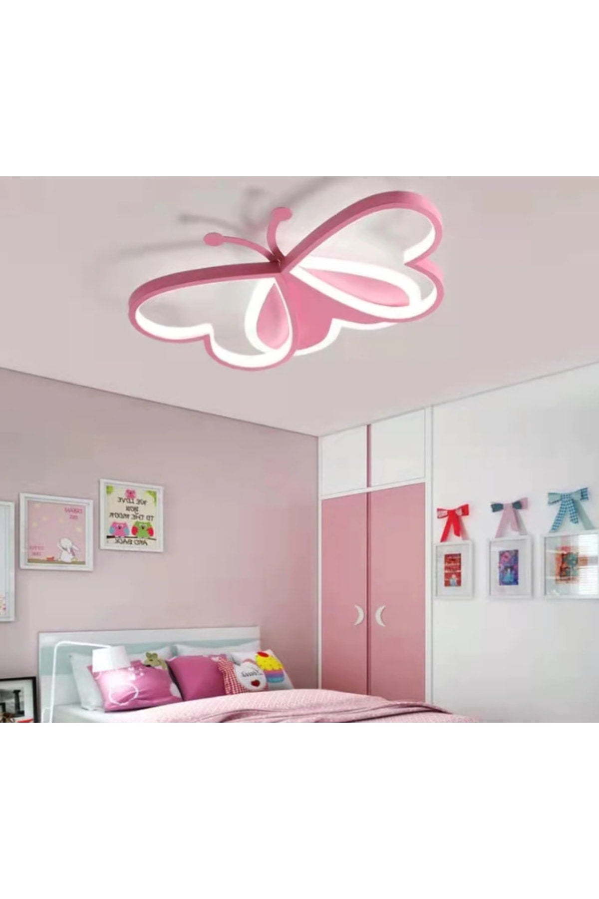 Pink Butterfly Children's Room LED Chandelier