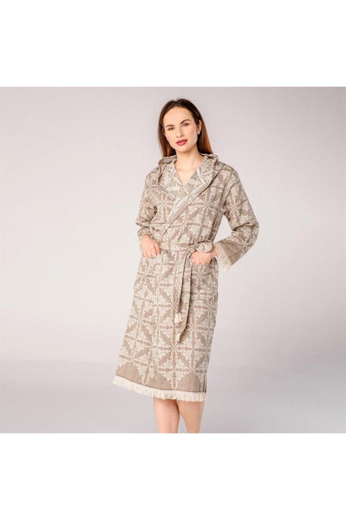 Square Mosaic Patterned Women's Peshtemal Beach Robe - Swordslife