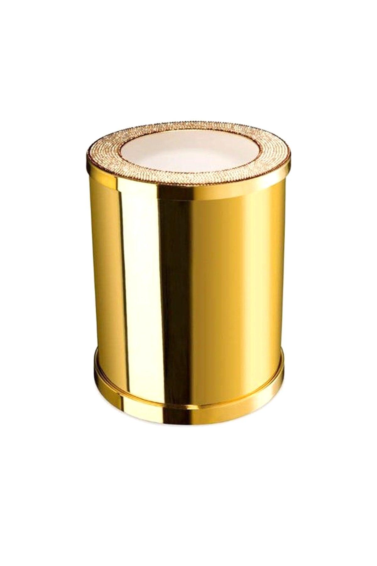 Star Light Round Swarovski Embroidered Floor Trash Can Without Lid Gold - Swordslife