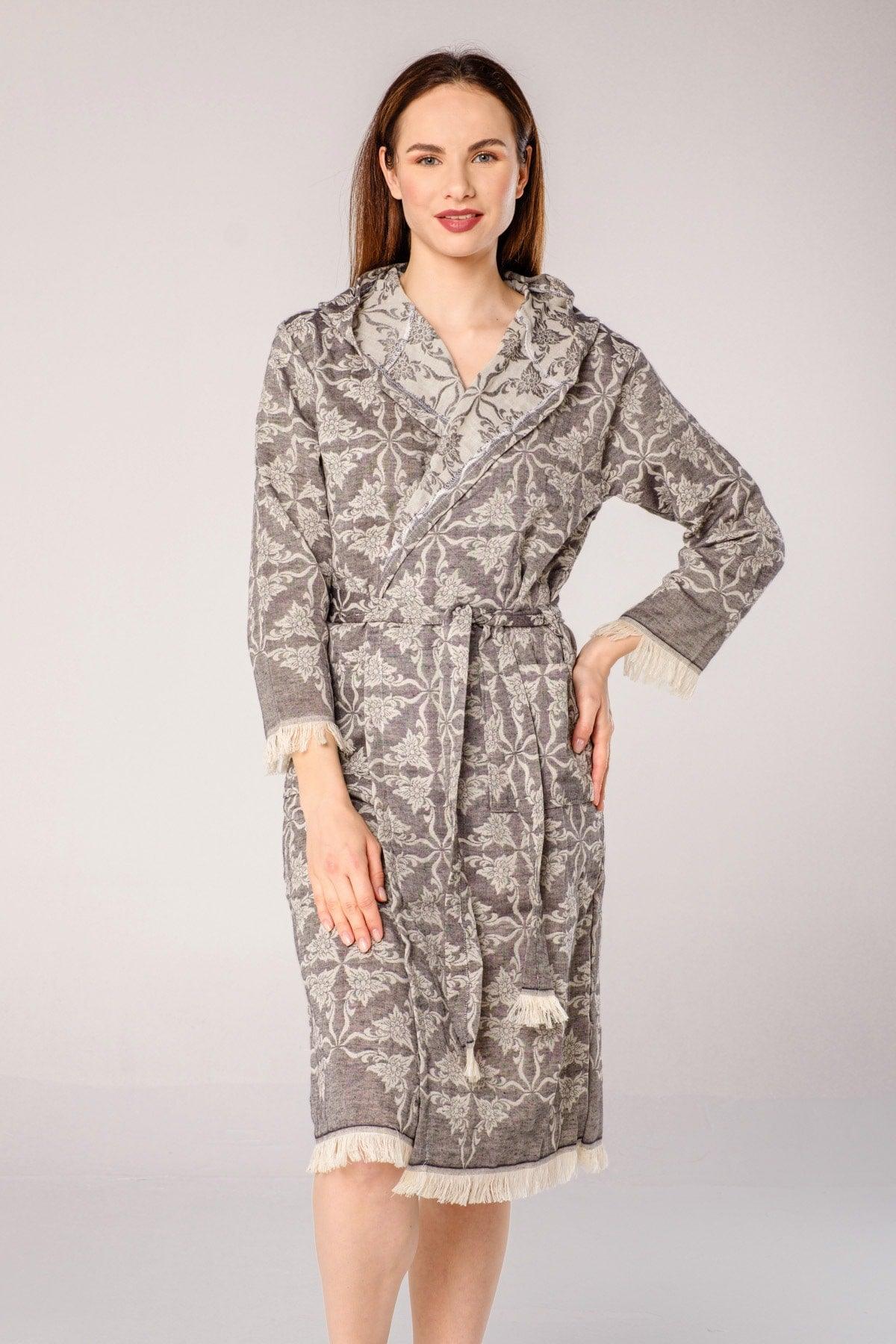 Square Mosaic Patterned Women's Peshtemal Beach Robe - Swordslife