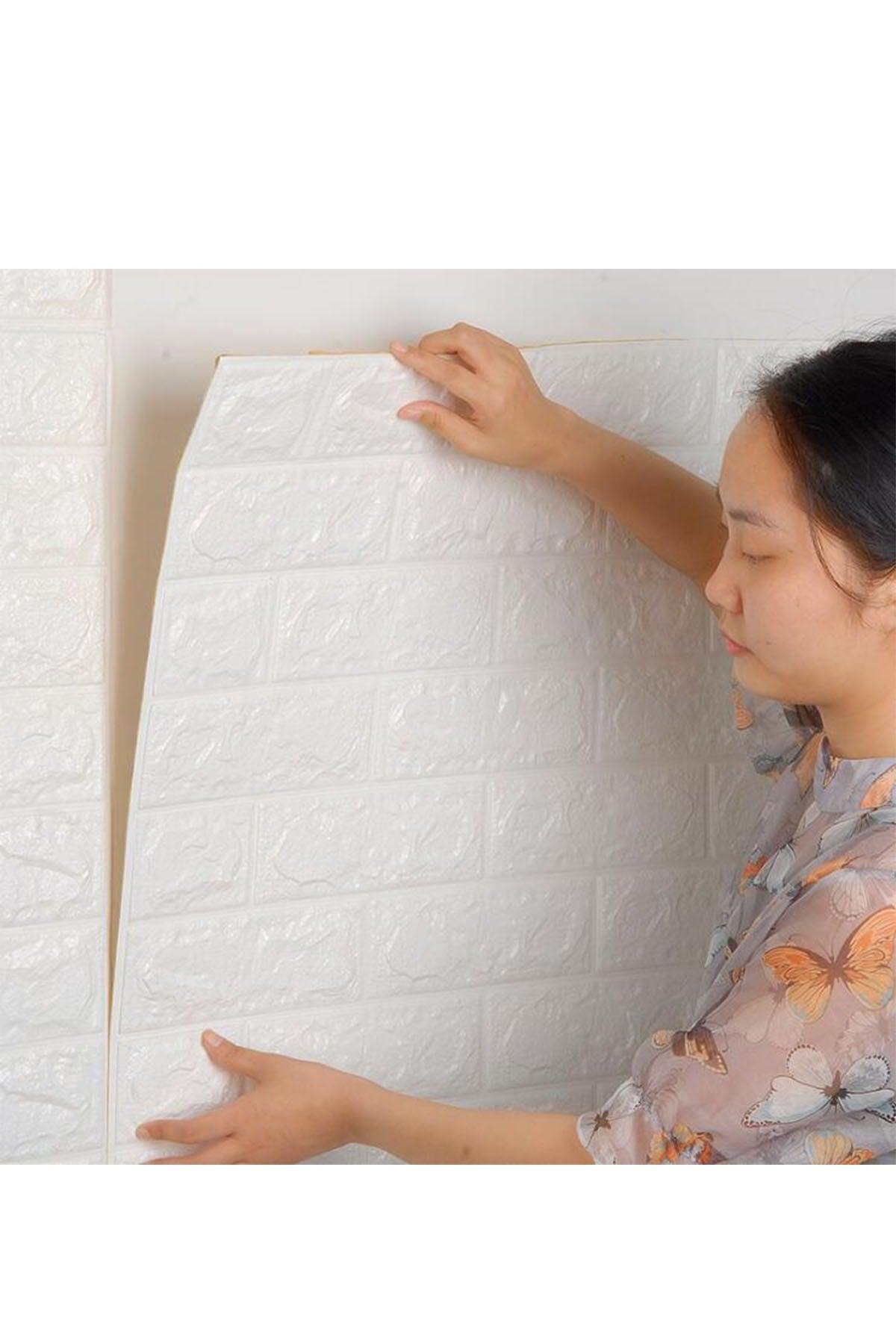 50x50 Cm 0.27 M² Self Adhesive Wallpaper Flexible Foam Panel 3d Dimensional Brick Pattern White - Swordslife