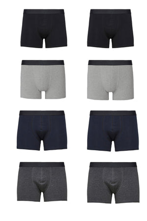 Men's 8 Pack Premium Black-gray-navy-smoked Lycra Boxer