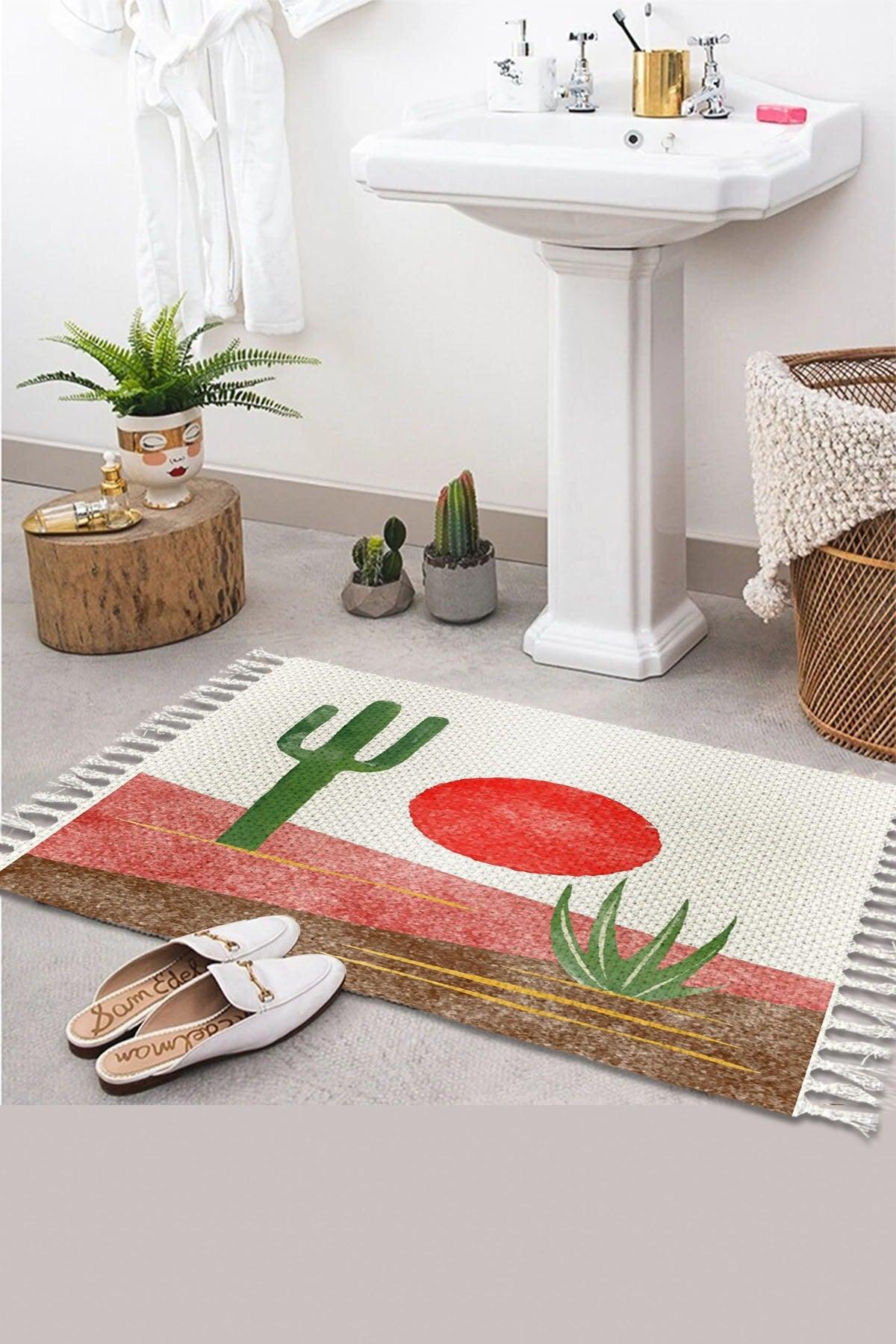 Patterned Washable Modern Single Bath Mat Carpet Vintage Woven Rug 50x80cm Byns-12 - Swordslife