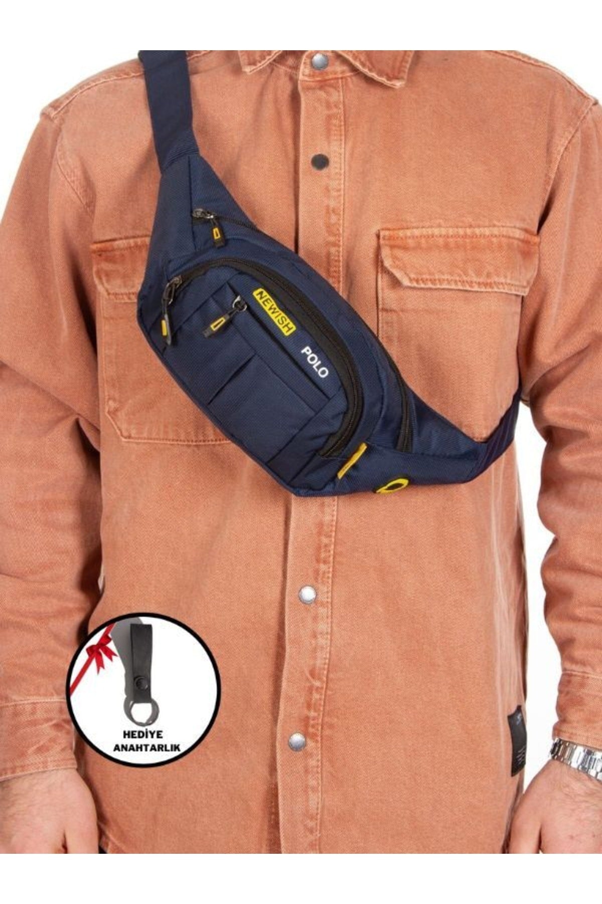 Unisex Impertex Fabric Headphone Outlet Waterproof Shoulder And Waist Bag Cross Strap Navy Blue