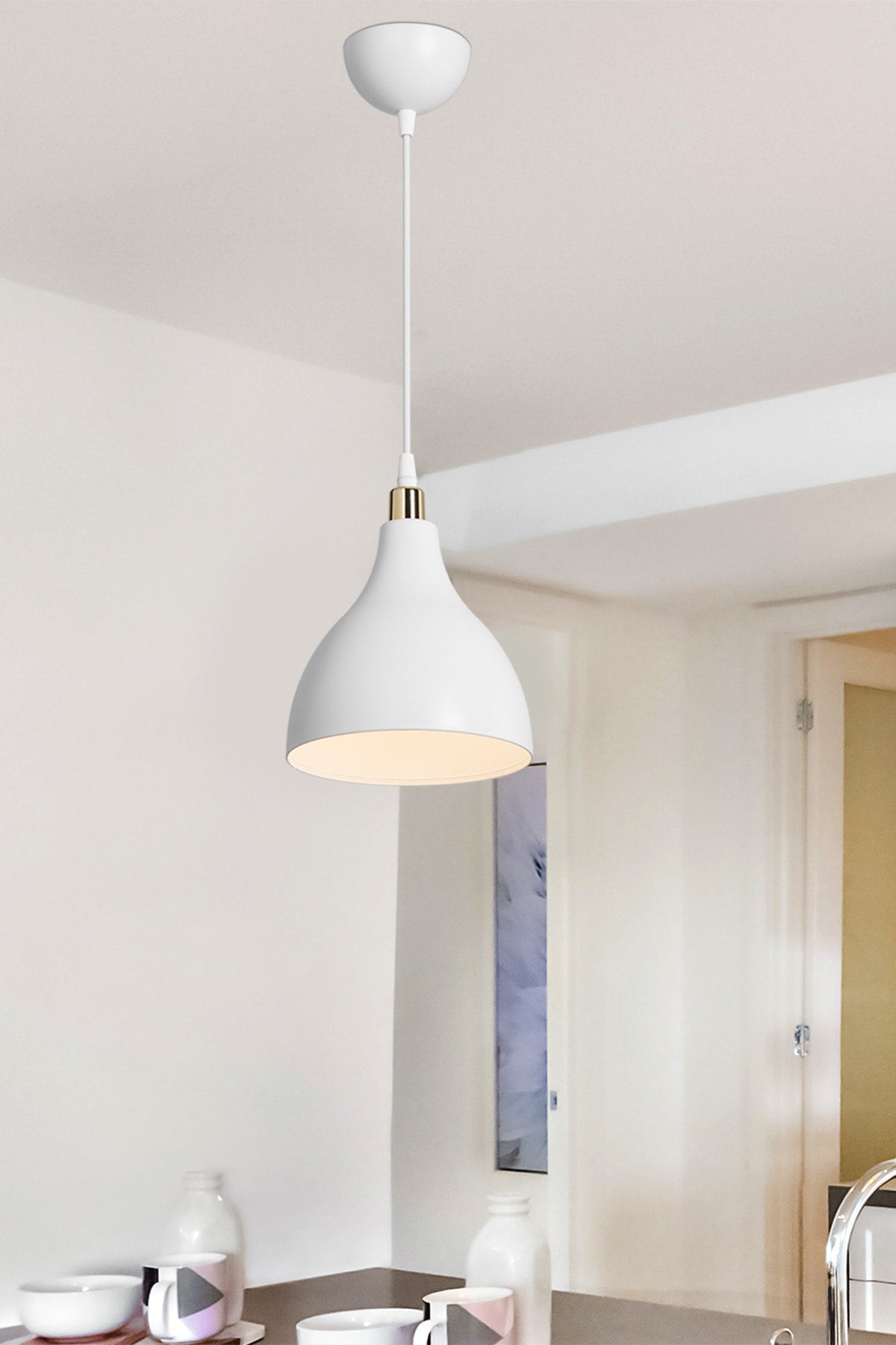 Nonda Single Pendant Lamp White/living room-child's room-dining room-kitchen-antique-hallway