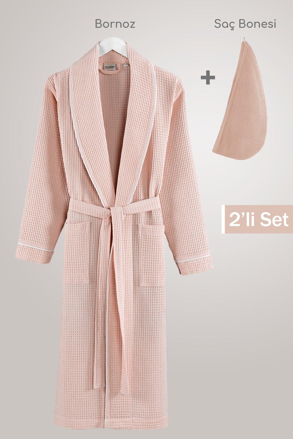 Soho Powder Pique Bathrobe + Bonnet Hair Towel Set - Swordslife