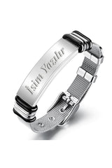 Personalized Name Mesh Belt Cord Steel Men's Bracelet Scb13