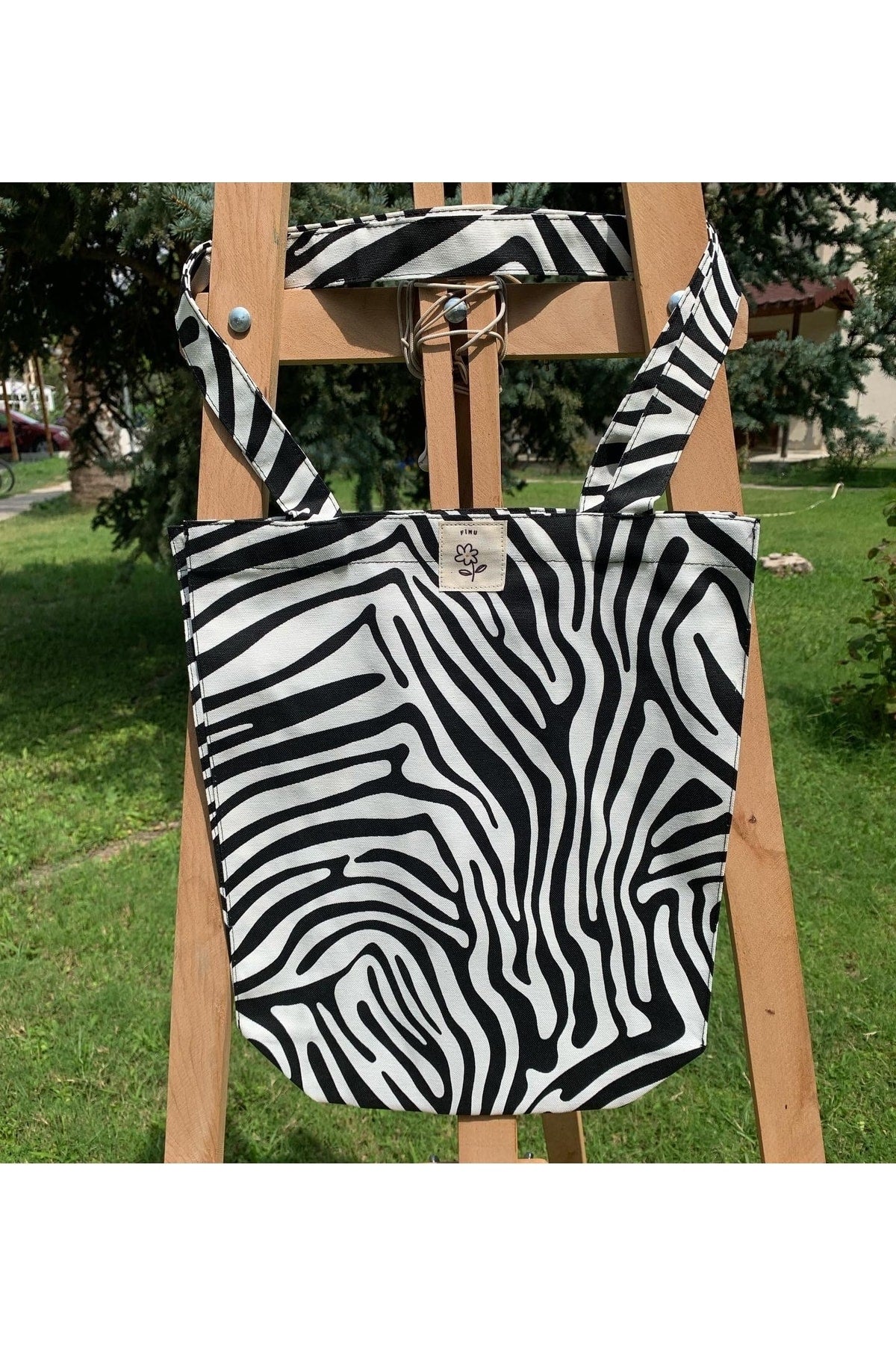 Zebra Gusseted Tote Bag