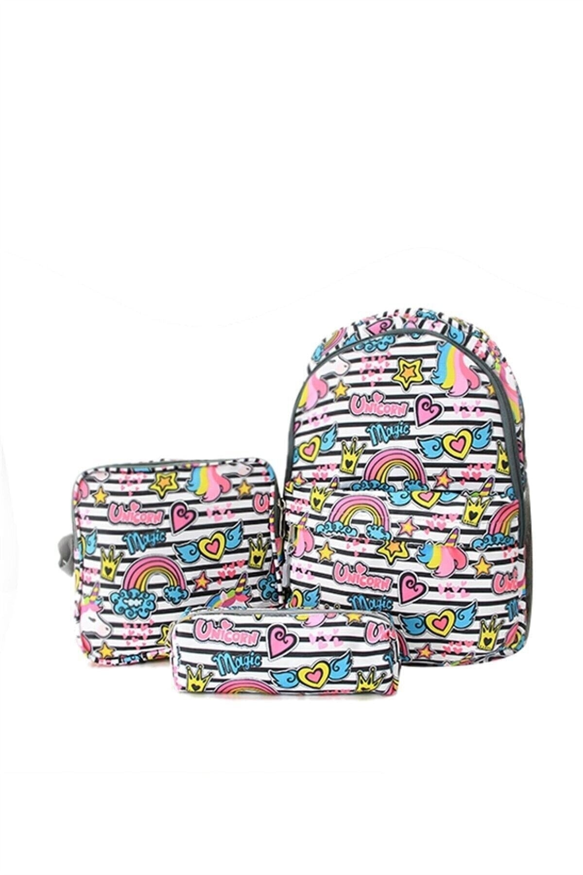 Line Unicorn Patterned Triple Primary School Bag Set