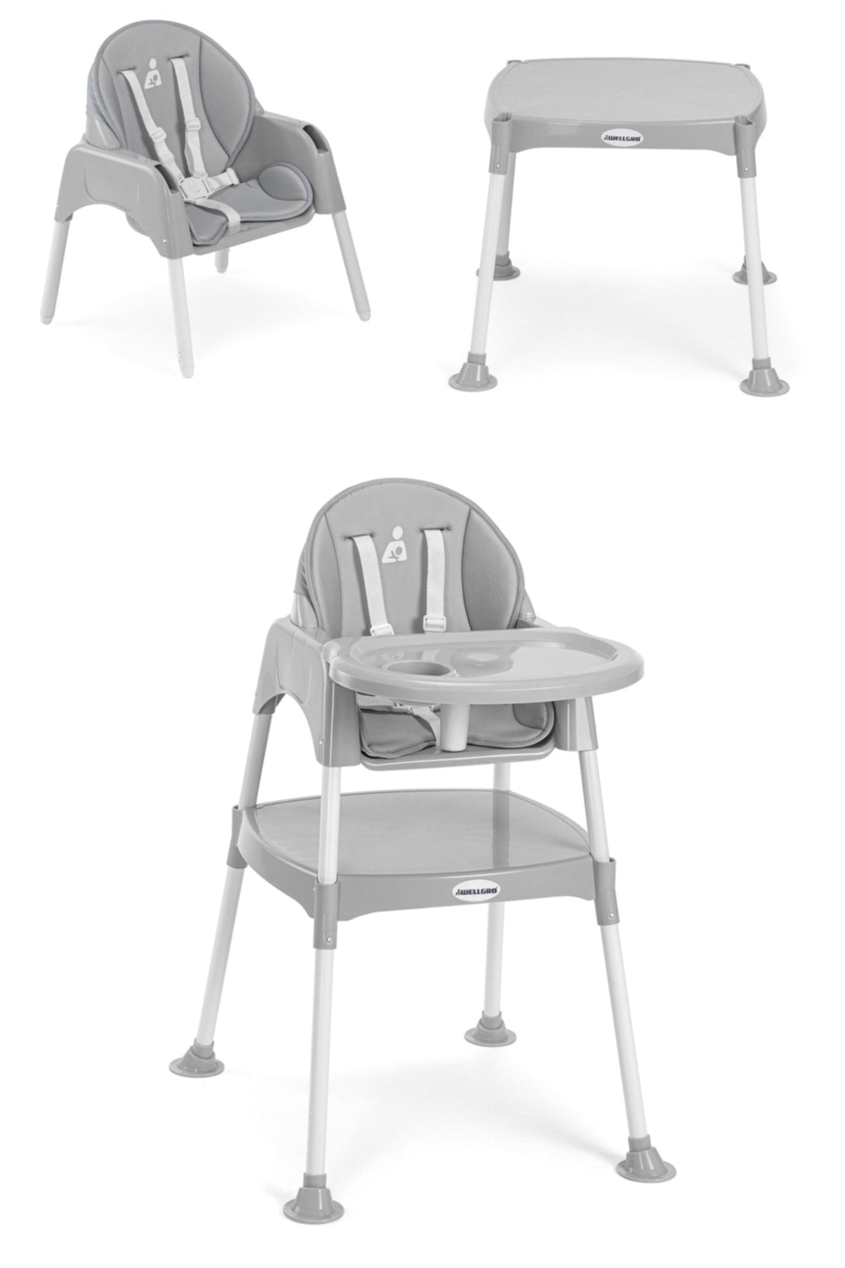 Pretty 3in1 Desk Highchair Gray