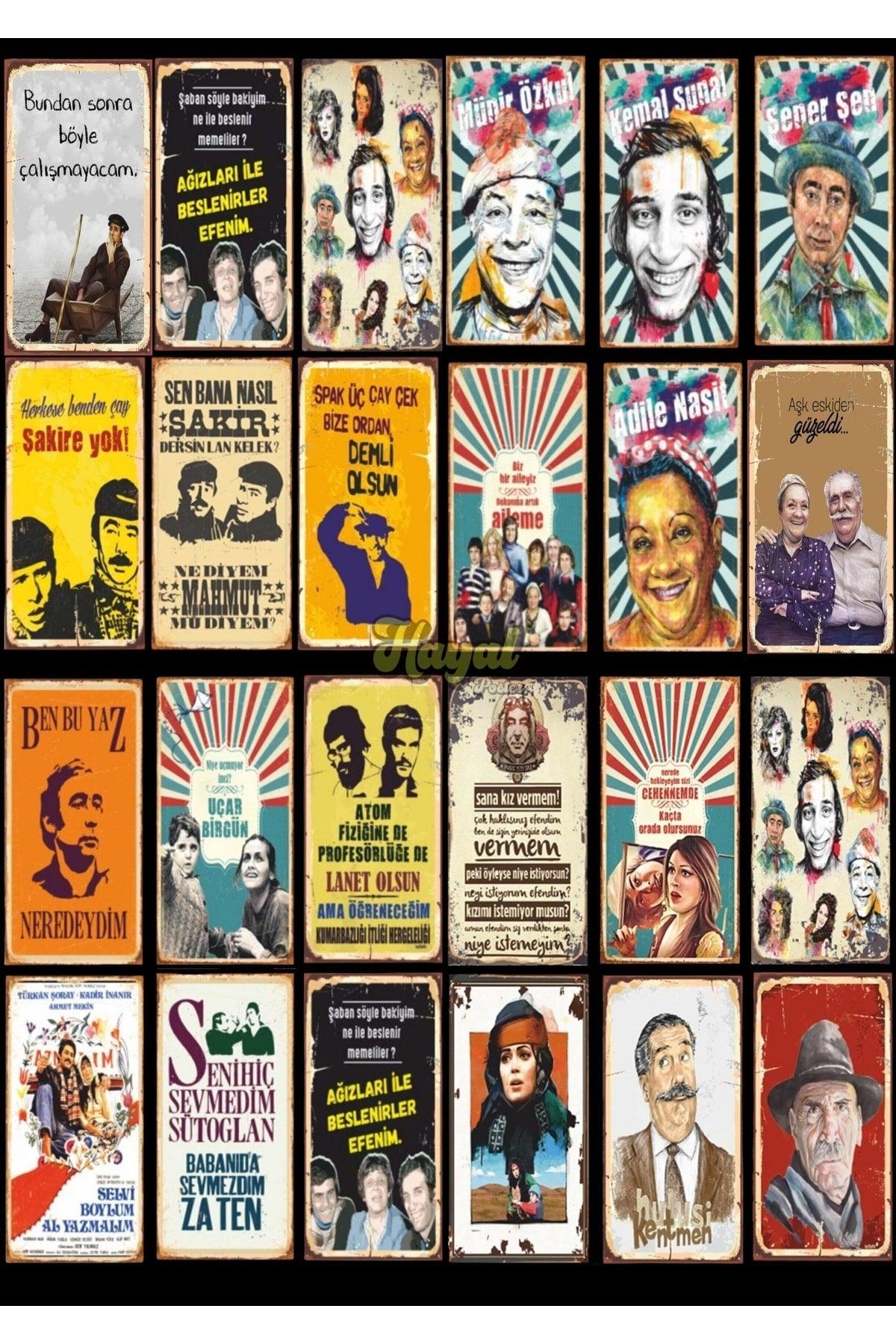 Yeşilçam Retro Wooden Poster Mini Set 24 Pcs - Swordslife