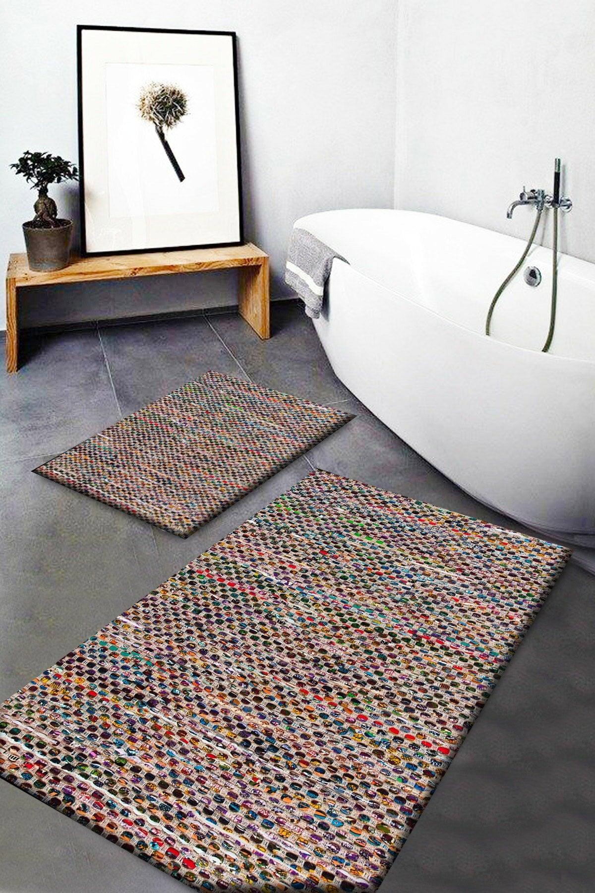 Wicker Sisal Jute Patterned Washable Non-Slip 2-Set Bathroom Carpet Doormat Closet Set Jtsbny-7 - Swordslife