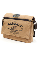 Old Cotton Light Brown Shabby Canvas Shoulder Messenger Laptop School Travel Daily Vintage Cotton Fabric Bag