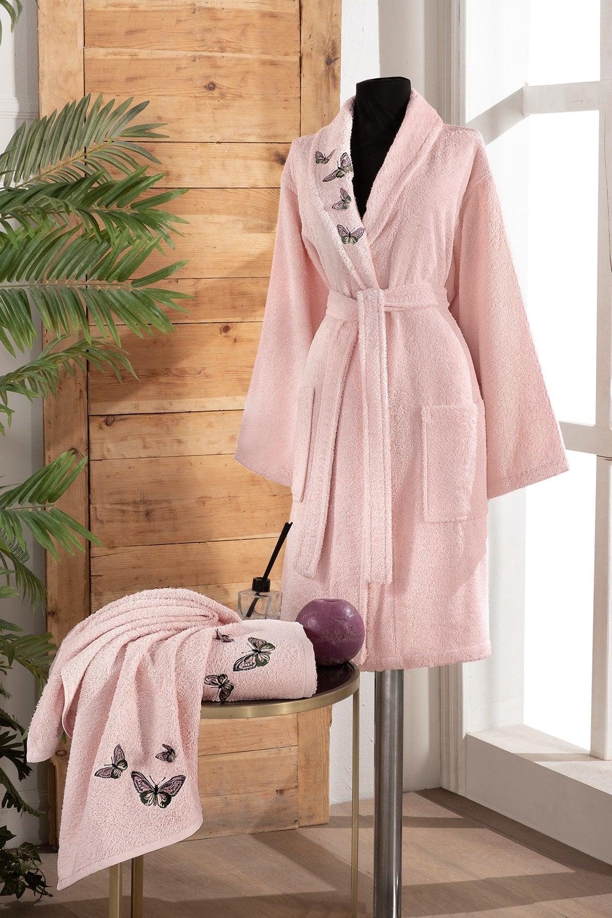 100% Cotton Embroidered 3-Piece Bathrobe Set for Women | Bathrobe Set | Dowry set - Swordslife