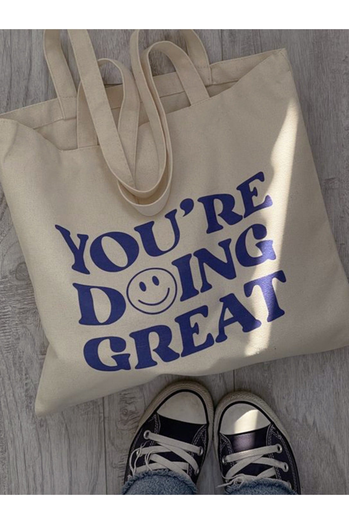 Printed Raw Tote Bag You're Doing Great