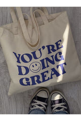 Printed Raw Tote Bag You're Doing Great