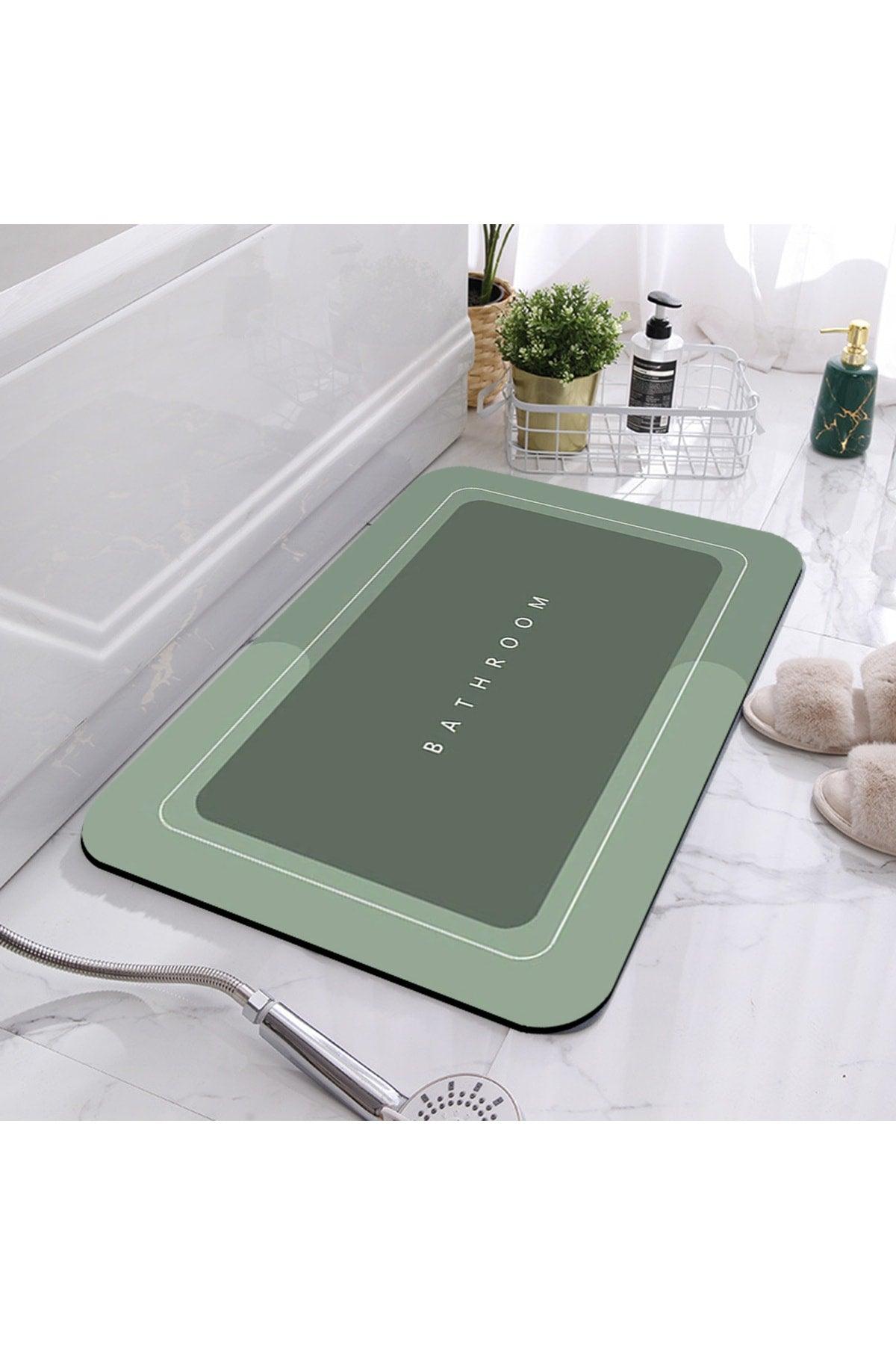 Osso Yesil Bathroom Written Pattern Washable Non-Slip Floor Single Bath Mat Carpet - Swordslife